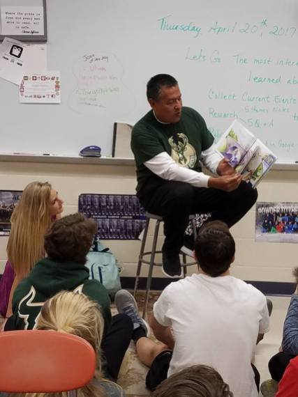 Tim reads to my Sophomores